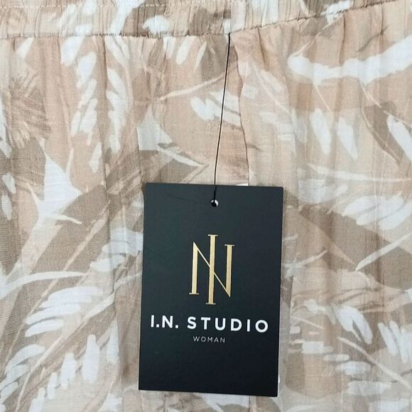 I.N. Studio Womens Tropical Cream Tan Wide Leg Pants sz1x - Picture 6 of 11